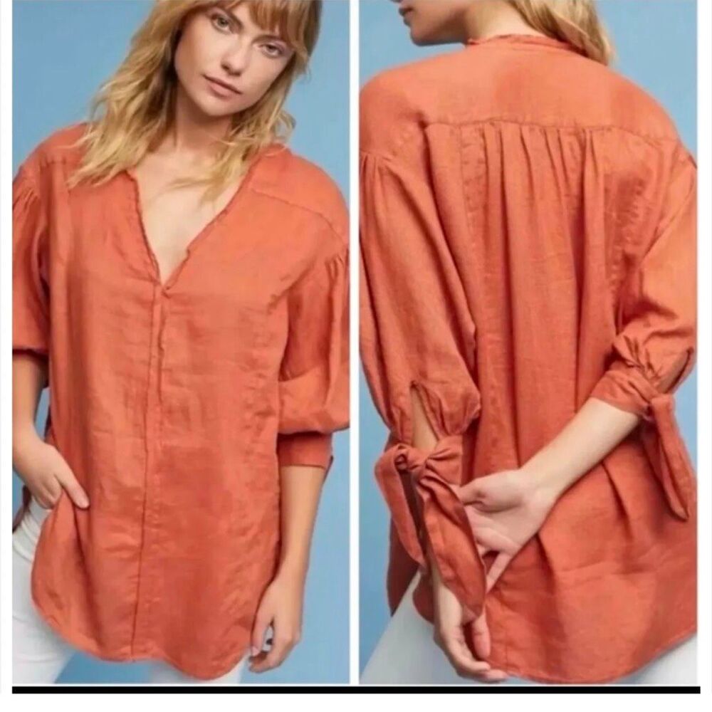 Holding Horses Oversized 100% linen westerncore boho hippy raw hem rust neutral